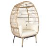 Luxurious Oversized Wicker Egg Chair with Stand & Cushions – Ultimate Indoor & Outdoor Lounger for Patio, Porch, Balcony & Living Room