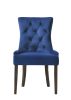 Farren Side Chair, Blue Velvet & Espresso Finish  (Set-2)