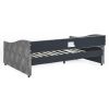 Luxurious Grey Tufted Daybed with Drawers | Upholstered Sofa Bed with Copper Nail Accents & Button Detail