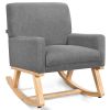 Upholstered Rocking Chair with and Solid Wood Base - Gray