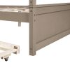 Wood Canopy Bed with Trundle Bed ,Full Size Canopy Platform bed With Support Slats .No Box Spring Needed, Brushed Light Brown