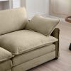 Two-Seater Sofa with One Footrest, L-Shaped 2-Seater Sofa with Ottoman for Small Living Spaces,Tan Corduroy