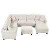 ULTRA-LUXE WHITE VELVET 4PC SECTIONAL SOFA w/ OTTOMAN & RIGHT CHAISE – 122”x91” | Spacious, Modern Comfort