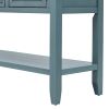 VINTAGE DARK BLUE CONSOLE TABLE - CAMBRIDGE COLLECTION | 4 DRAWERS & SHELF STORAGE FOR LIVING ROOM, ENTRYWAY, KITCHEN