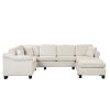 ULTRA-LUXE WHITE VELVET 4PC SECTIONAL SOFA w/ OTTOMAN & RIGHT CHAISE – 122”x91” | Spacious, Modern Comfort