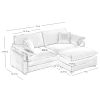 Two-Seater Sofa with One Footrest, L-Shaped 2-Seater Sofa with Ottoman for Small Living Spaces,Tan Corduroy