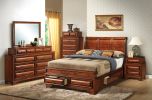 GLORY FURNITURE LaVITA OAK FULL STORAGE BED – STYLISH WOOD BEDFRAME WITH BUILT-IN DRAWERS