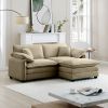 Two-Seater Sofa with One Footrest, L-Shaped 2-Seater Sofa with Ottoman for Small Living Spaces,Tan Corduroy