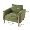 OVERSIZED GREEN ACCENT CHAIR | LUXE UPHOLSTERED SOFA WITH WALNUT LEGS & CURVED ARMS