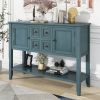 VINTAGE DARK BLUE CONSOLE TABLE - CAMBRIDGE COLLECTION | 4 DRAWERS & SHELF STORAGE FOR LIVING ROOM, ENTRYWAY, KITCHEN