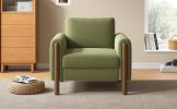 OVERSIZED GREEN ACCENT CHAIR | LUXE UPHOLSTERED SOFA WITH WALNUT LEGS & CURVED ARMS