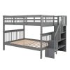 FULL-OVER-FULL STAIRWAY BUNK BED WITH STORAGE – GRAY BEDROOM & DORM SOLUTION