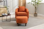 Accent Chair with Ottoman, Mid Century Modern Barrel Chair - Upholstered Club Tub Round Arms Chair for Living Room