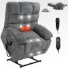 Lift Recliner Chair Heat Massage Dual Motor Infinite Position Up to 350 LBS Large Electric Power Lift Recliners with Power-Remote