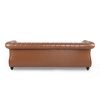 STUNNING COGNAC BROWN 84" RETRO SOFA – MID-CENTURY 3-SEATER WITH ROLLED ARMS, ELEGANT PU LEATHER COUCH