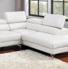 Luxurious White Faux Leather Sectional Sofa Set | 2-Piece Modern Living Room Couch, Right-Facing Chaise, Left-Facing Sofa