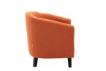 Vibrant Orange Linen Barrel Accent Chair | Nailhead Trim & Solid Wood Legs | Stylish Living Room Seating