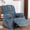 Vanbow.Recliner Chair Massage Heating sofa with USB and side pocket 2 Cup Holders (Blue)