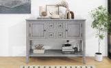 Charming Cambridge Vintage Console Table with Ample Storage | 4 Small Drawers & Bottom Shelf - Antique Gray for Living Rooms, Entrances & Kitchens