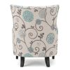 STUNNING VINTAGE FLORAL CLUB CHAIR - ELEGANT WHITE & BLUE - CLASSIC STYLE & COMFORT