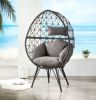 Lounge Chair, Light Gray Fabric & Black Wicker