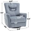 Blue Swivel and Rocker Power Recliner Chair with Lumbar and Neck Support Pillow, Heavy Duty Motion Mechanism with USB and Type-C Ports