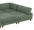 LUXE SAGE GREEN 6-PC MODULAR SECTIONAL | CORDUROY COUCH WITH OTTOMAN & CORNER WEDGE | CUSTOMIZABLE LIVING ROOM SOFA SET