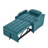 Luxurious 3-in-1 Blue Velvet Armchair Sofa Bed | Modern Convertible Couch for Living Room