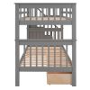 GRAY TWIN-OVER-TWIN BUNK BED WITH 3 DRAWERS - SPACE SAVER FOR BEDROOM & DORM