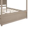 Wood Canopy Bed with Trundle Bed ,Full Size Canopy Platform bed With Support Slats .No Box Spring Needed, Brushed Light Brown