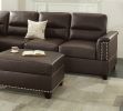 Luxurious Espresso Faux Leather 3-PC Reversible Sectional Sofa Set | Contemporary Living Room Furniture w/ Chaise & Ottoman