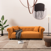 Retro Medieval Orange Sofa with Throw Pillows | Easy Assembly