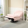 PINK 360° SWIVEL RECLINER | CHENILLE GLIDER CHAIR W/ BLACK METAL BASE