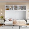 Queen Size Murphy Bed Wall Bed with Top Cabinets,White