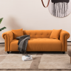 Retro Medieval Orange Sofa with Throw Pillows | Easy Assembly