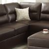 Luxurious Espresso Faux Leather 3-PC Reversible Sectional Sofa Set | Contemporary Living Room Furniture w/ Chaise & Ottoman