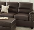 Luxurious Espresso Faux Leather 3-PC Reversible Sectional Sofa Set | Contemporary Living Room Furniture w/ Chaise & Ottoman