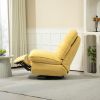 360Â° Swivel Recliner Adjustable Chair Chenille Glider Swivel Reclining Sofa Chair with Black Metal Round Base - Yellow