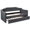 STYLISH BLACK UPHOLSTERED TWIN DAYBED WITH TRUNDLE | SPACE-SAVING SLEEPER