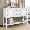 Cambridge Series Elegant Vintage Console Table | Ample Storage with 4 Drawers & Bottom Shelf – Perfect for Living Rooms, Entrances & Kitchens -White