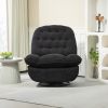 360Â° Swivel Recliner Adjustable Chair Chenille Glider Swivel Reclining Sofa Chair with Black Metal Round Base - Black