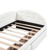 Twin Size PU Upholstered Tufted Daybed with Two Drawers and Cloud Shaped Guardrail, White