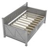 Rustic Gray Twin Size Daybed with 2 Spacious Drawers | Modern X-Frame Design for Cozy Casual Style