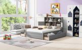 Modern Gray Full Size Storage Platform Bed w/ Headboard & USB Charging | 4 Drawer Sleek Design