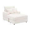 Luxurious Spring Corduroy Armchair & Ottoman Set | Ultra-Comfort Single Sofa with Cup Holder | Cozy Living Room & Bedroom Seating