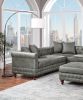 SLATE GREY LUXURY LEATHERETTE 4PC SECTIONAL SET | REVERSIBLE LOVESSEAT & OTTOMAN | TUFTED COMFORT