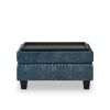 LUXURY NAVY BLUE VELVET 3-SEATER SECTIONAL SOFA WITH MULTI-FUNCTIONAL FOOTSTOOL & STORAGE