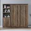 Space-Saving Full Size Murphy Wall Bed with 1 Side Cabinet Storage Shelf | Versatile Brown Foldable Bed for Guest Room & Home Office