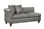 SLATE GREY LUXURY LEATHERETTE 4PC SECTIONAL SET | REVERSIBLE LOVESSEAT & OTTOMAN | TUFTED COMFORT