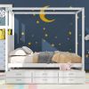 STUNNING WHITE QUEEN CANOPY PLATFORM BED WITH TWIN TRUNDLE & 3 STORAGE DRAWERS